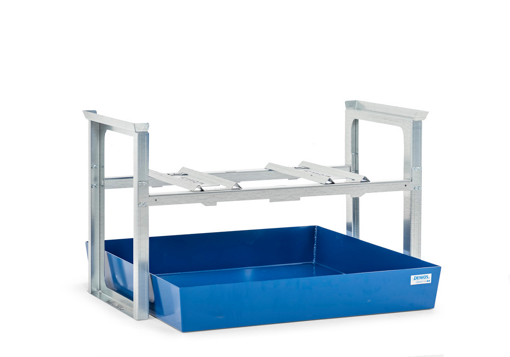 Drum rack/dispensing station for 2 x 200 litre drums, painted spill pallet, 1429 x 1210 x 837 mm - 3