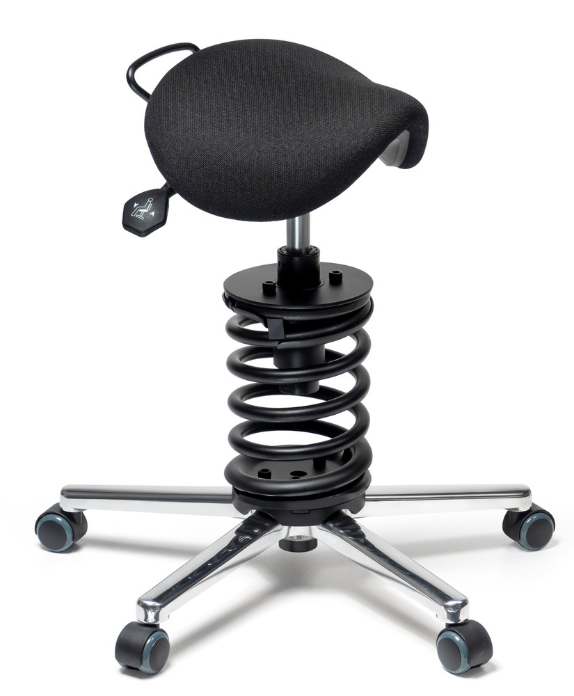 Laboratórna stolička Mey Chair Assistant Pro, s pružinovým sedlovým sedadlom, kolieska s dorazom  - 1