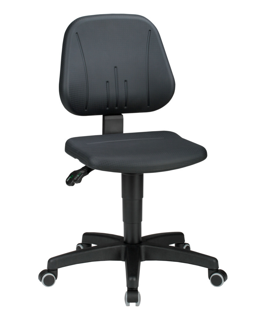 Bimos Unitec arbejdsstol, med hjul og sæde af PU-skum, sort - 1
