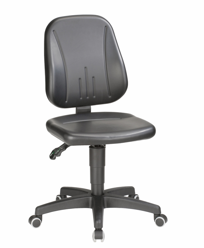 Bimos Unitec work chair, with castors and black imitation leather cover - 1