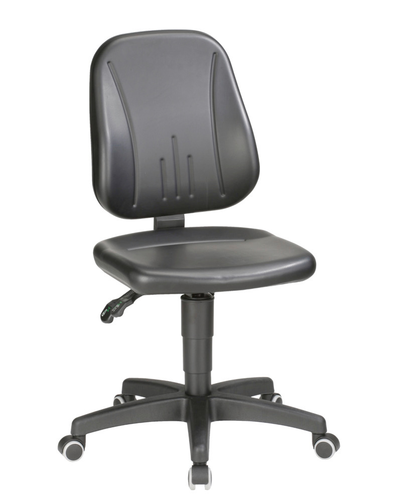 Pracovní židle Bimos Unitec, s kolečky a černým koženkovým potahem - 1