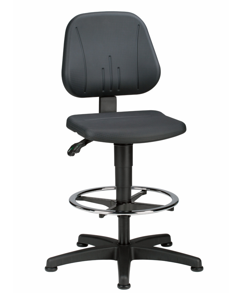 Bimos counter chair Unitec, with glides, foot ring and seat in PU foam, black - 1