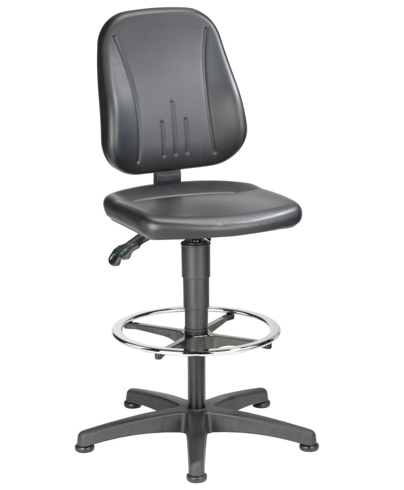 Bimos counter chair Unitec, with glides, foot ring and cover in imitation leather black - 1