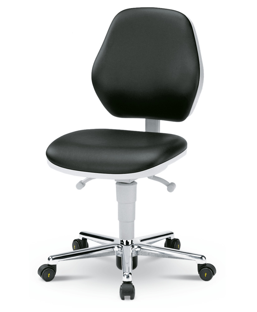 Průmyslová židle Bimos pro čisté prostory, se sedákem v imitaci kůže, černá - 1