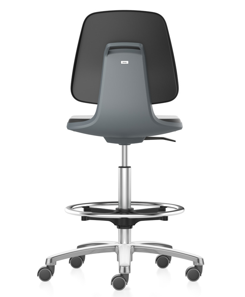 Stolička Bimos Smart, pre laboratóriá a výrobu, sedalo komfort PU polstrovanie max. 810 mm, čierna - 3
