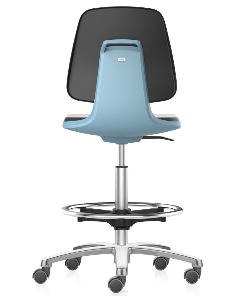 Průmyslová a laboratorní židle Bimos Smart, modrý sedák, komfortní polstrování, výška sedu až 810 mm - 2