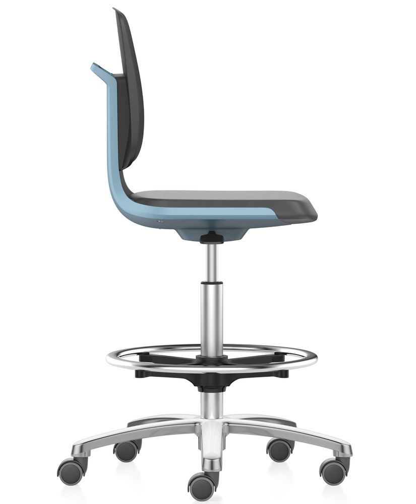 Průmyslová a laboratorní židle Bimos Smart, modrý sedák, komfortní polstrování, výška sedu až 810 mm - 3