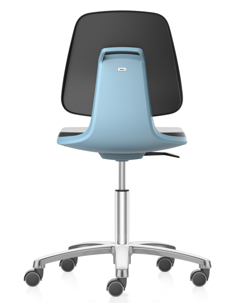 Bimos Smart laboratorium- en industriestoel, met blauwe zitschaal en comfortabele PU-stoffering - 4