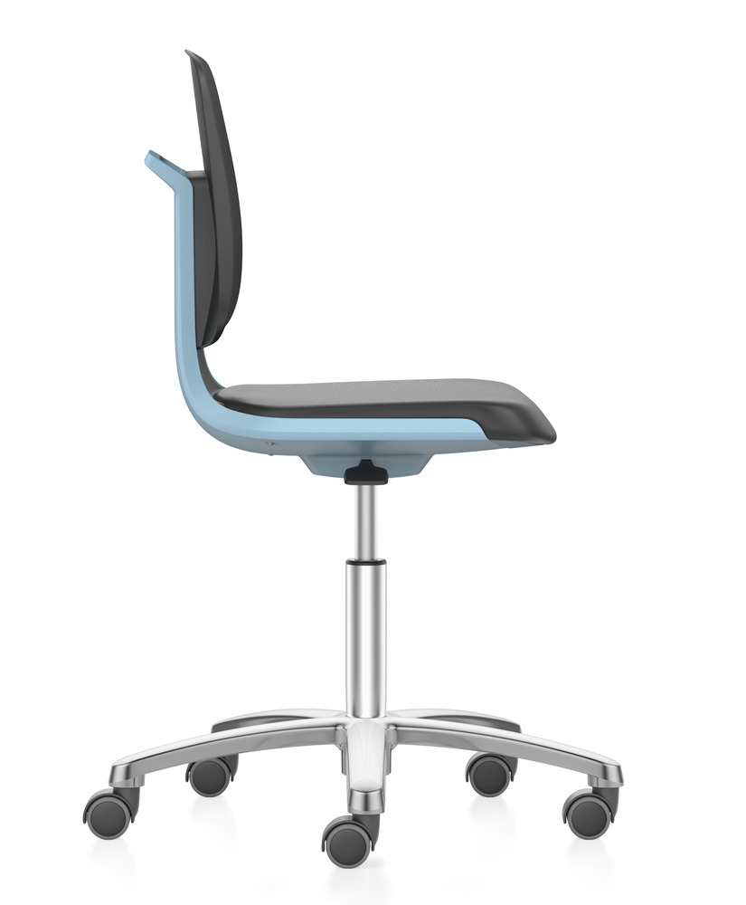 Stolička Bimos Smart, pre laboratóriá a výrobu, sedalo komfortné PU polstrovanie, modrá - 3
