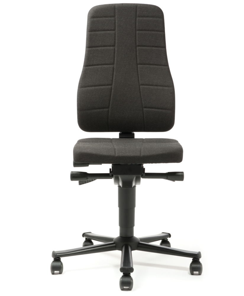 Pracovní židle Bimos All-In-One, s látkovým potahem, černá, s kolečky - 2