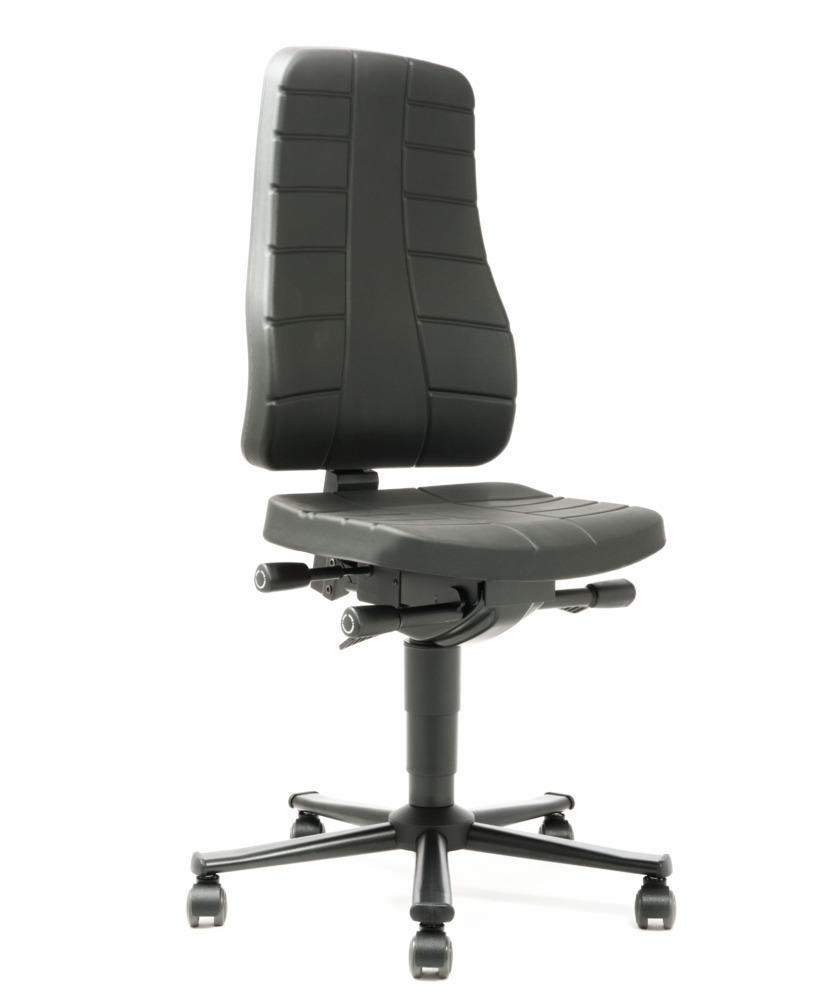 Pracovní židle Bimos All-In-One, s PU čalouněním v černé barvě, s kolečky - 1