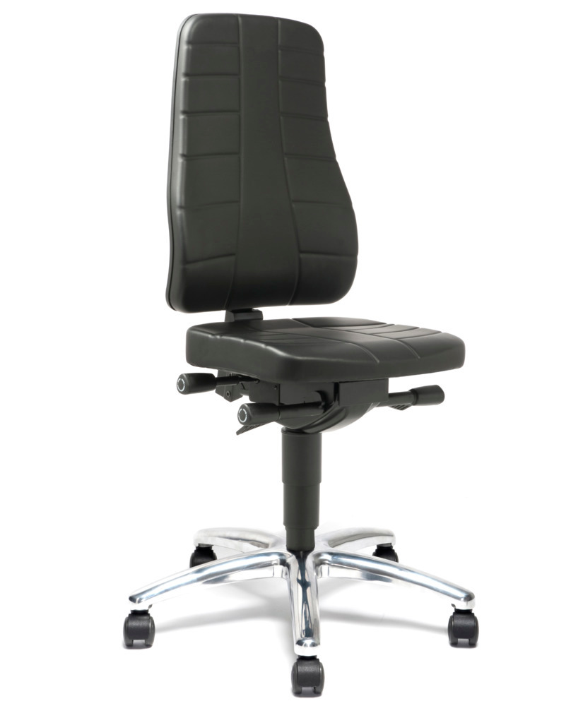 Bimos All-In-One ESD-stoel, met kunstlederen bekleding, zwart, met wielen - 1