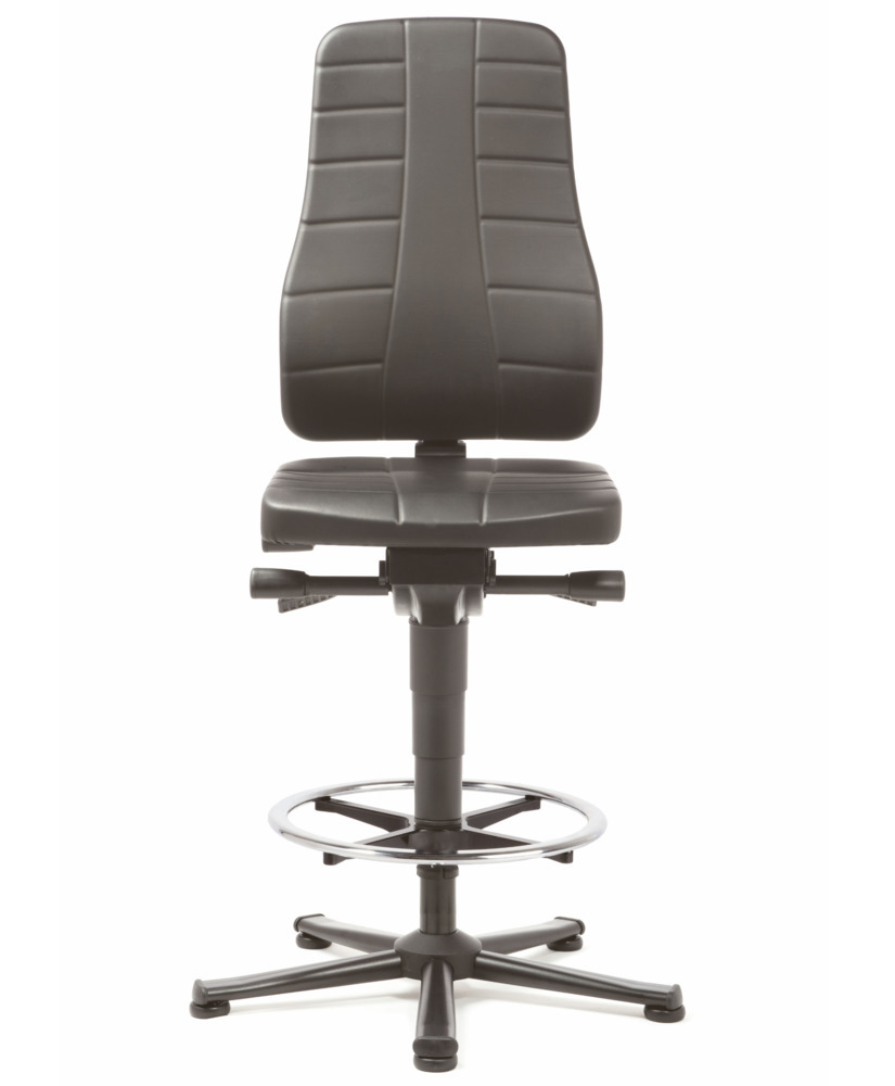 Krzesło kontuarowe Bimos All-In-One, z pokryciem z imitacji skóry, czarne, ze ślizgaczami - 3