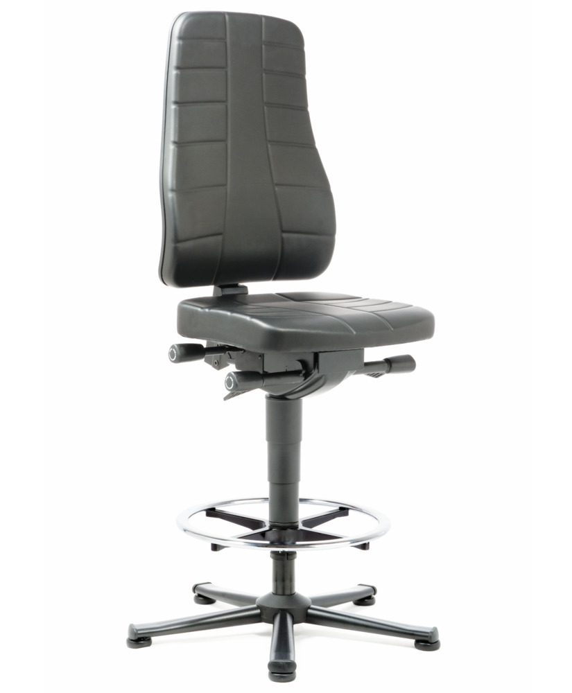 Bimos All-In-One høj stol, med kunstlæderbetræk, sort, med glidere - 1