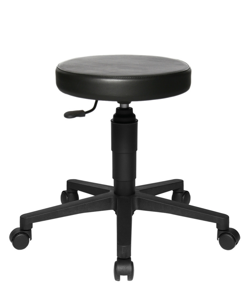 TopStar work stool Tec70 with plastic base, seat with high upholstery, imitation leather cover - 1