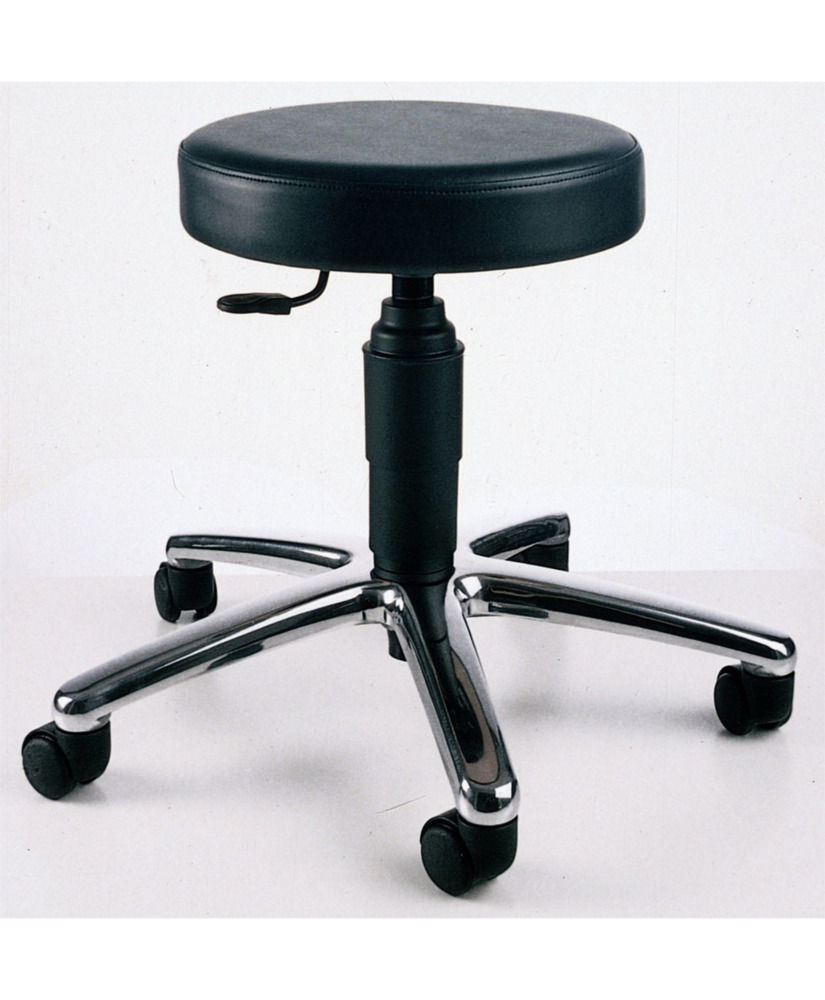 TopStar work stool Tec70 with aluminium base, seat with high upholstery (artificial leather cover) - 1