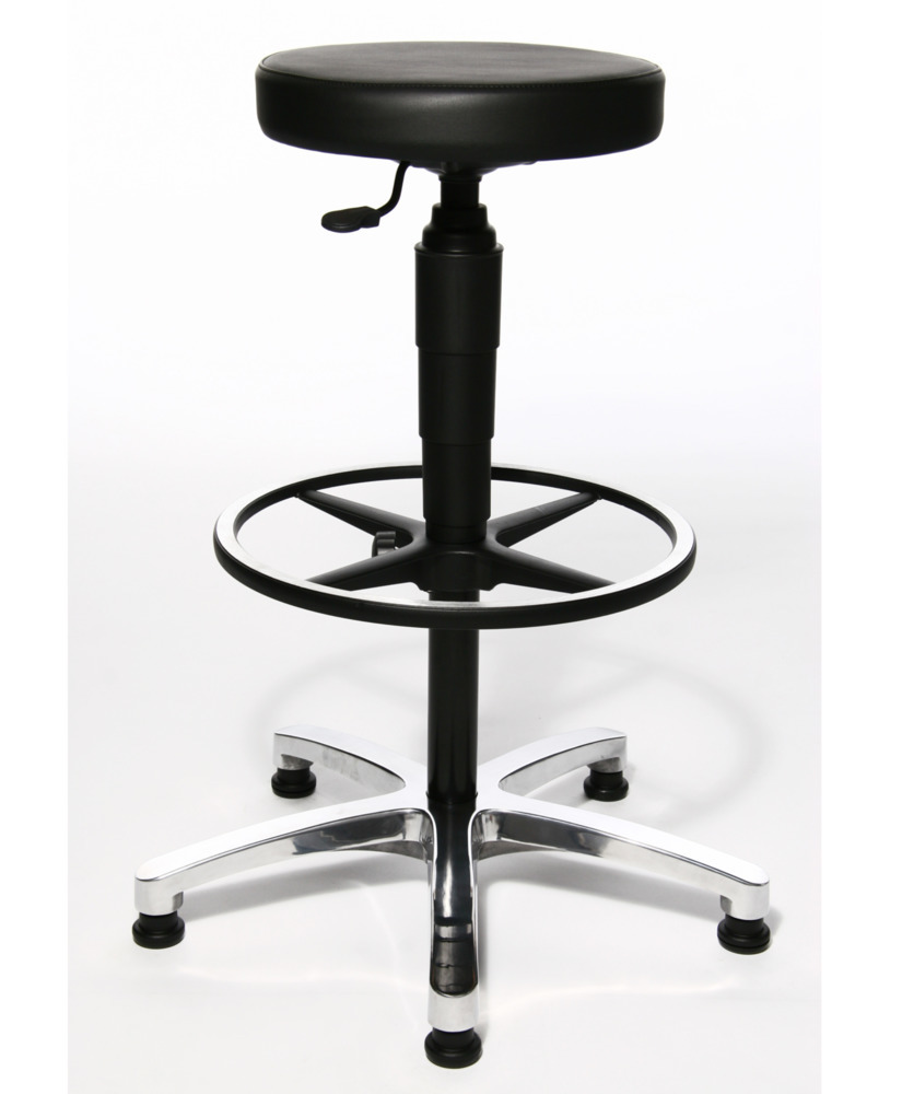 TopStar work stool Tec70 Counter, aluminium base, seat with high upholstery, imitation leather cover - 1