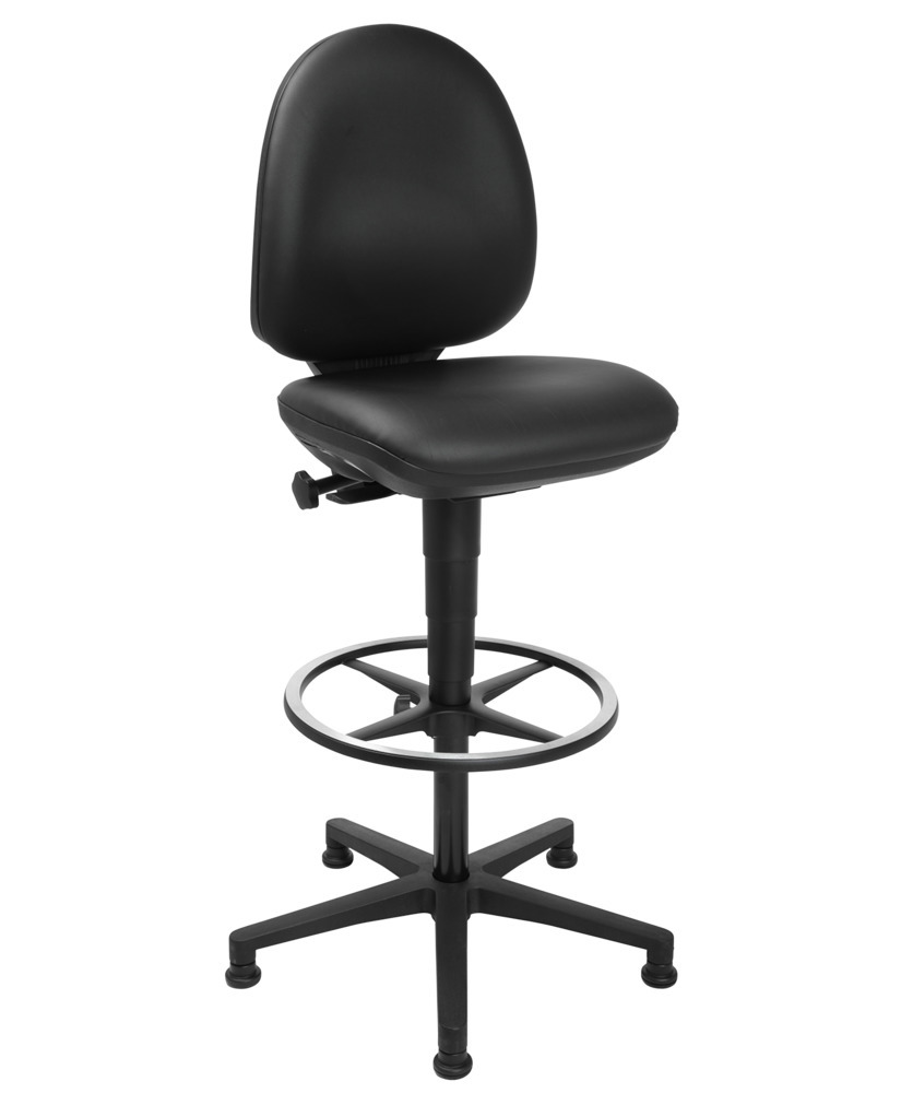 Silla giratoria de mostrador TopStar Tec50, con base de plástico, asiento de imitación de piel - 1