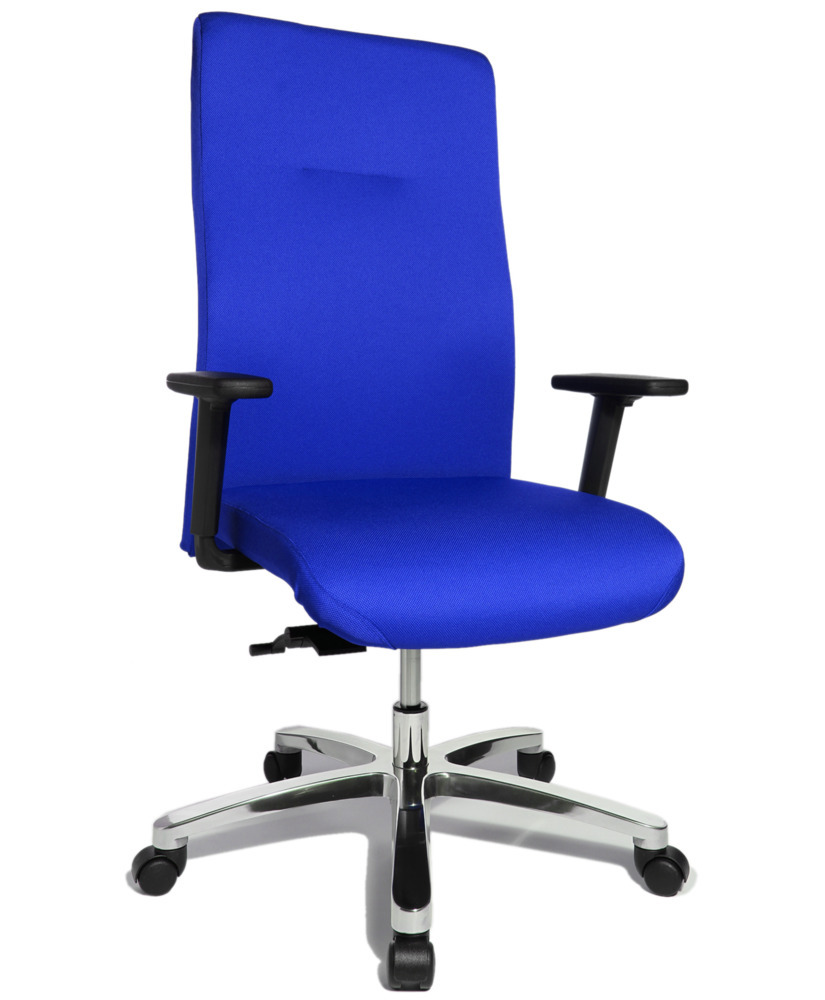 Silla giratoria de trabajo TopStar B-Star20, base de aluminio, reposabrazos, asiento de tela, azul - 1