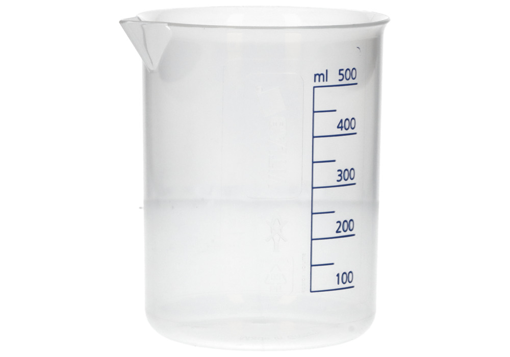 Griffin beaker in PP, laboratory beaker with printed blue volume scale, 500 ml, 12 pieces - 3
