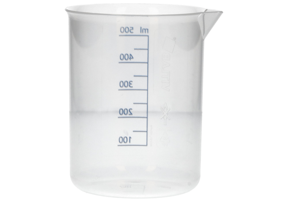 Griffin beaker in PP, laboratory beaker with printed blue volume scale, 500 ml, 12 pieces - 4