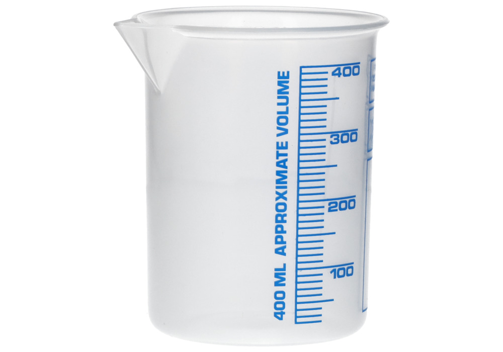 Griffin beaker in PP, laboratory beaker with printed blue volume scale, 400 ml, 24 pieces - 4