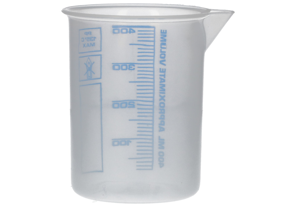 Griffin beaker in PP, laboratory beaker with printed blue volume scale, 400 ml, 24 pieces - 3