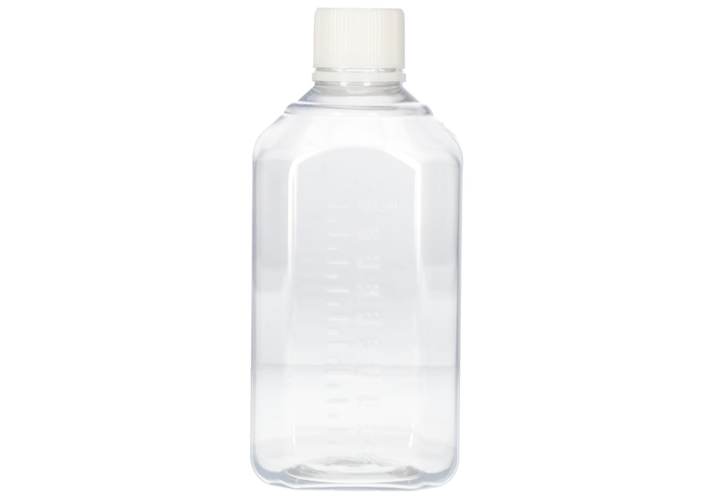 Laboratory bottles in PET, sterile, crystal clear, with screw cap with scale, 1000ml, 24 pieces - 6