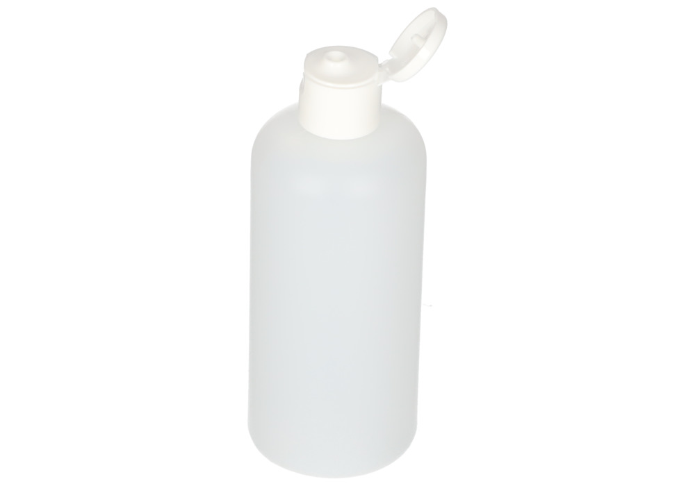 Ronde flessen van HDPE, met flip-top sluiting 250 ml, 10 stuks. - 1