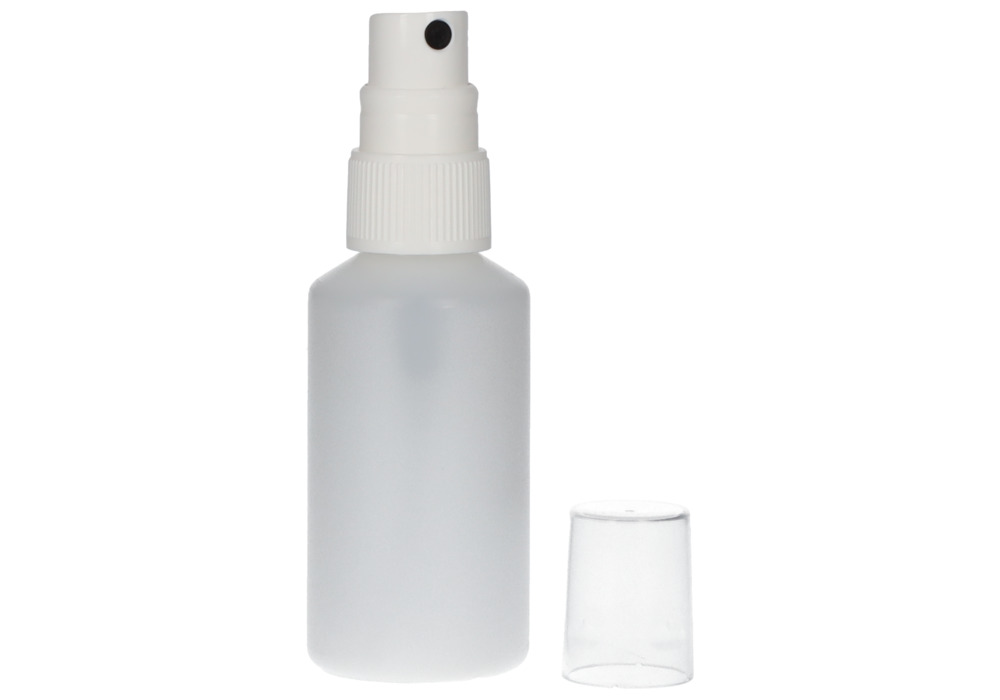 Bottiglie spray in HDPE, nebulizzatore per pompa in PP, trasparente, 50 ml, 10 pezzi - 4
