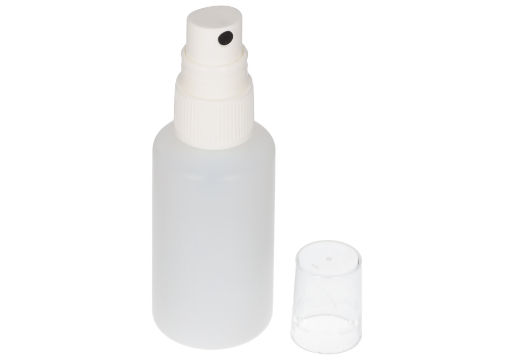 Bottiglie spray in HDPE, nebulizzatore per pompa in PP, trasparente, 50 ml, 10 pezzi - 3