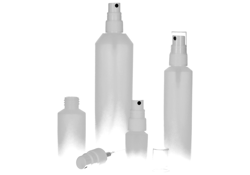 Bottiglie spray in HDPE, nebulizzatore per pompa in PP, trasparente, 50 ml, 10 pezzi - 5