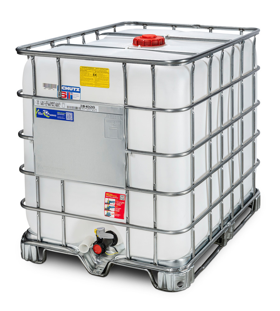 IBC-container för farligt gods, ex-klassad, stålmedar, 1 000 liter, öppning Ø150, utlopp Ø50 - 2