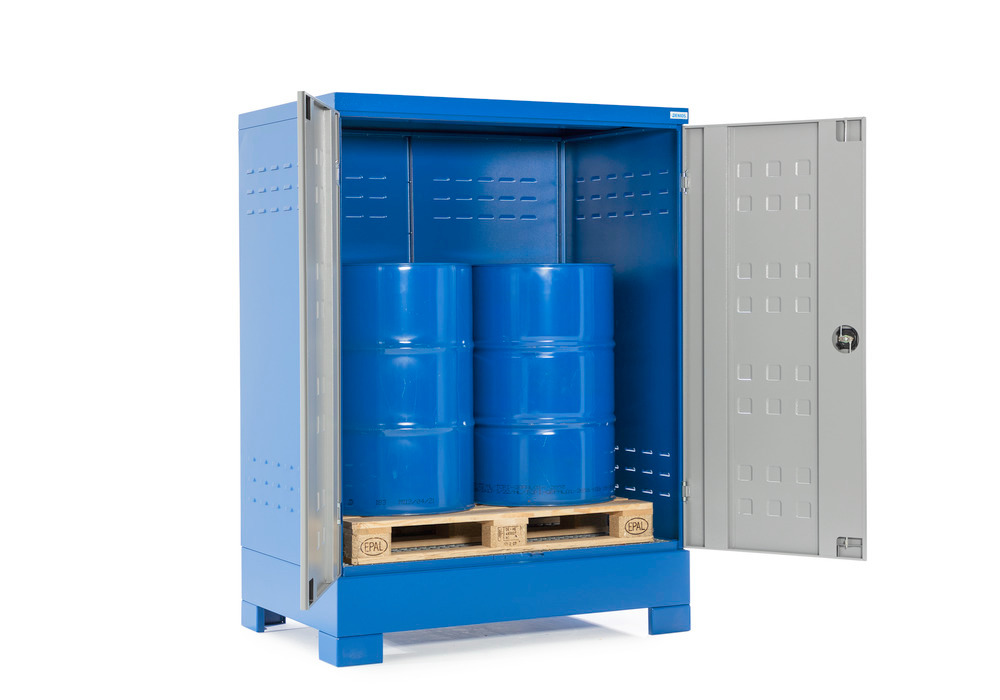 SteelSafe hazardous materials depot D2, with doors, for 2 drums on Euro pallet - 1