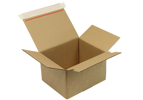 Rychlouzavírací krabice, 1vrstvá, samolepicí klopa, 210 x 180 x 130 mm, kvalita 1.30B - 1