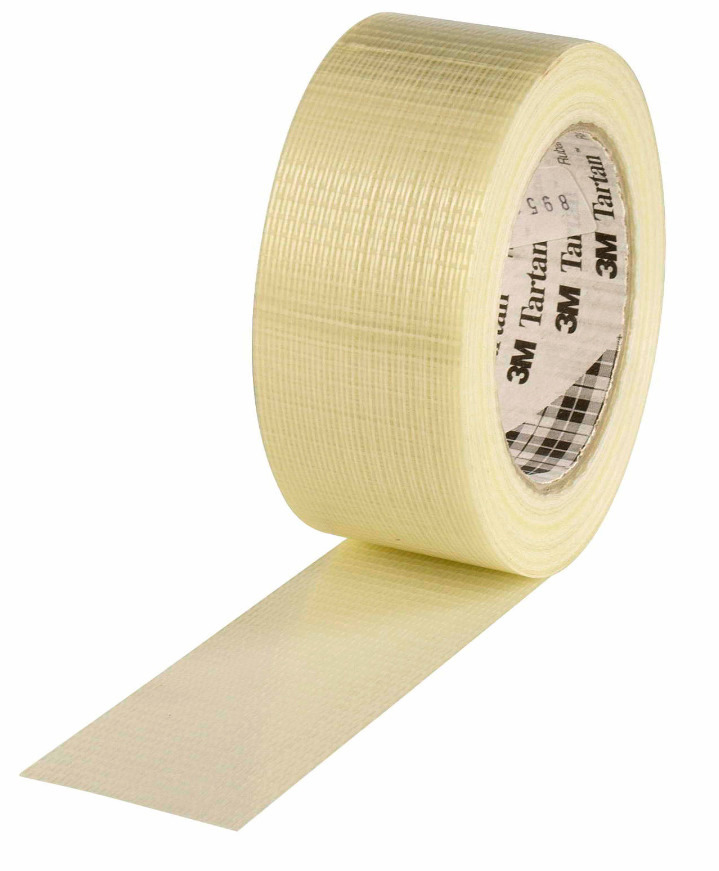 Hoogwaardige filament tape met glasvezelversterking, 50 mm breed x 50 rm, dikte 125µ - 1