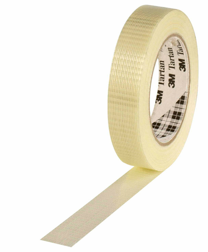 Premium quality filament tape with glass fibre reinforcement, 25 mm wide x 50 rm, thickness 125µ - 1