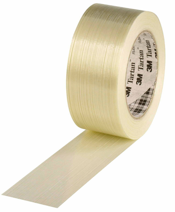 Ruban adhésif armé à filaments, pour emballages lourds et dangereux, 50 mm x 50 m, épaisseur 100µ - 1