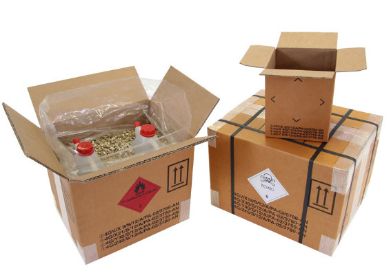 Dangerous goods cardboard box, single wall, internal dimensions, 175 x 155 x 213mm, contents 6l - 1