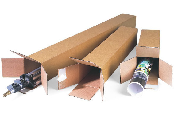 Quattrobox with self-adhesive seal, single wall folding cardboard box, 108 x 108 x 611mm, format A1 - 1