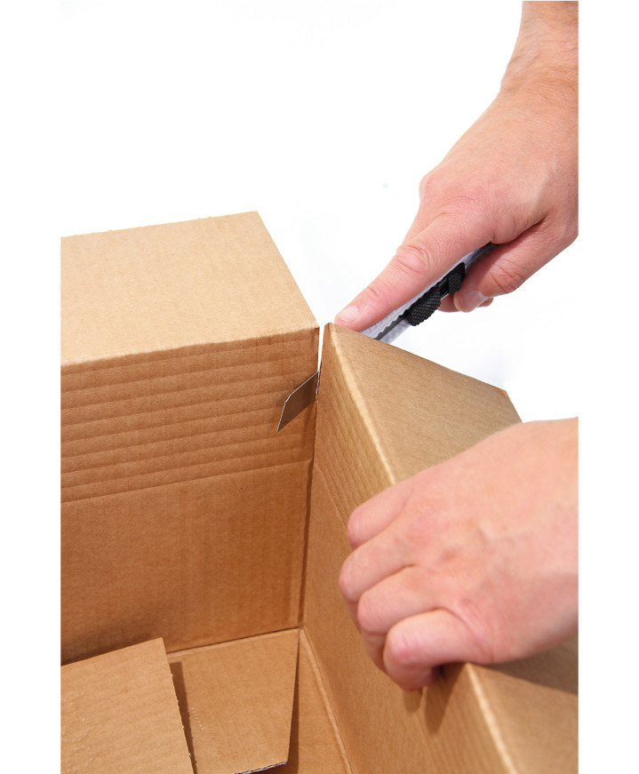 Rychlouzavírací krabice, 1vrstvá, s výškovým rýhováním, 430 x 310 x 280-360 mm, kvalita 1.30B - 3