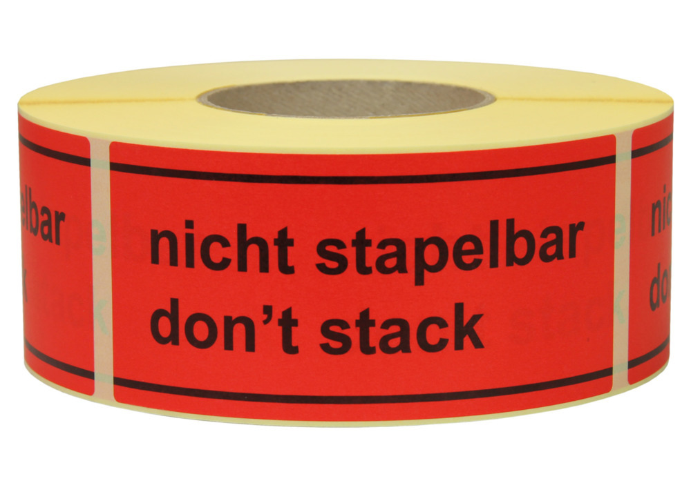 Warn- und Hinweisetiketten, Nicht stapelbar / Don‘t stack, 145 x 70 mm, aus Papier - 1