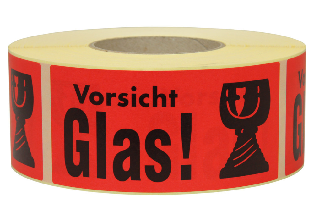 Warn- und Hinweisetiketten, Vorsicht Glas, 145 x 70 mm, aus Papier - 1