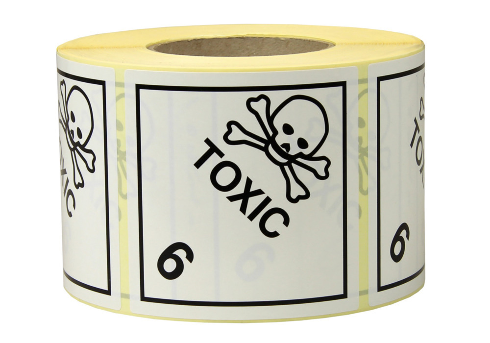 Etiketter til farligt gods 100 x 100 mm, af papir - Toxic, Kl. 6.1 - 1