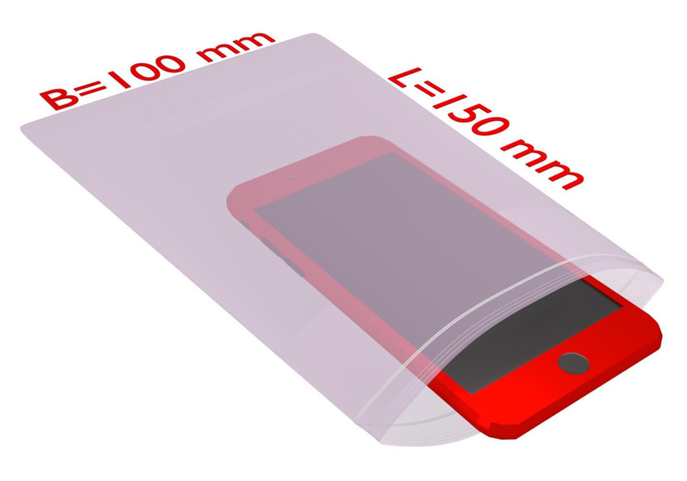 Sacchetto ESD con chiusura a pressione, 100 x 150 mm, spessore 100µ, antistatico - 1