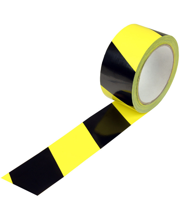 Varningstejp, gul / svart, 50 mm x 66 m, tjocklek 52µ - 1