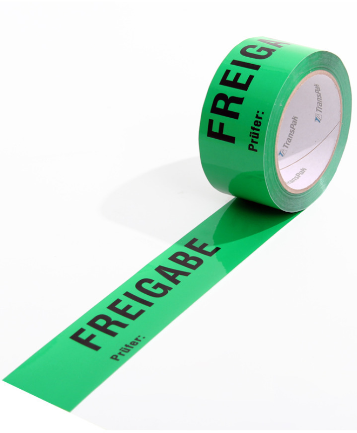 Označovacia páska ISO s potlačou FREIGABE, zelená, 50 mm x 66 m, hrúbka 52 µ - 1