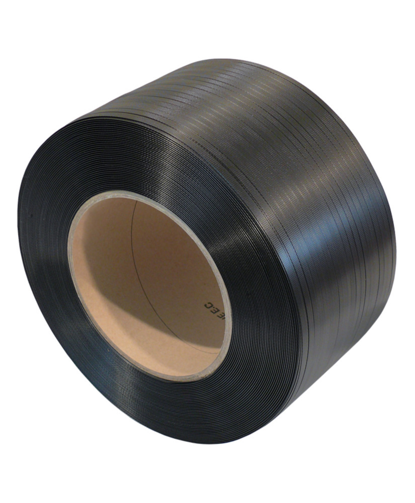 Ruban De Cerclage PP - Lot De 2 Rouleaux, 12 Mm X 0,55 Mm X 3000 M - Résistance 135 Kg, Noyau 200 Mm, Noir