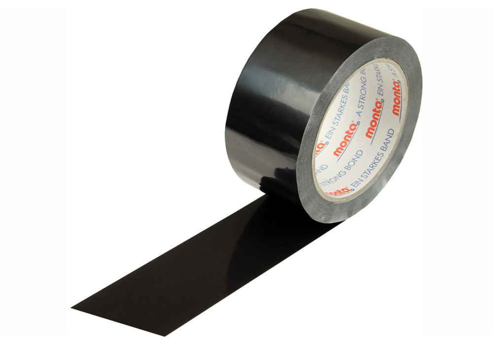 Cinta adhesiva PVC monta 250, negra, 50 mm ancho x 66 rm, espesor 57µ - 1