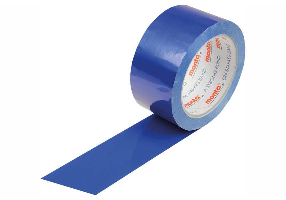 Packtejp 250 PVC Monta, blå, 50 mm x 66 m, tjocklek 57µ - 1